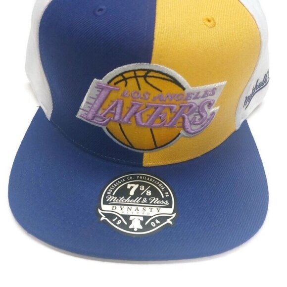 Mitchell & Ness Size 7 3/8 Los Angeles Lakers Fitted Hat Cap Reload 2.0 Pinwheel - Picture 2 of 7